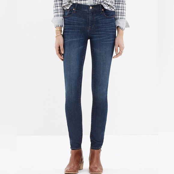 Madewell Women's High Rise Skinny Jeans - Dark Wash, TENCEL Denim, 9" Inseam